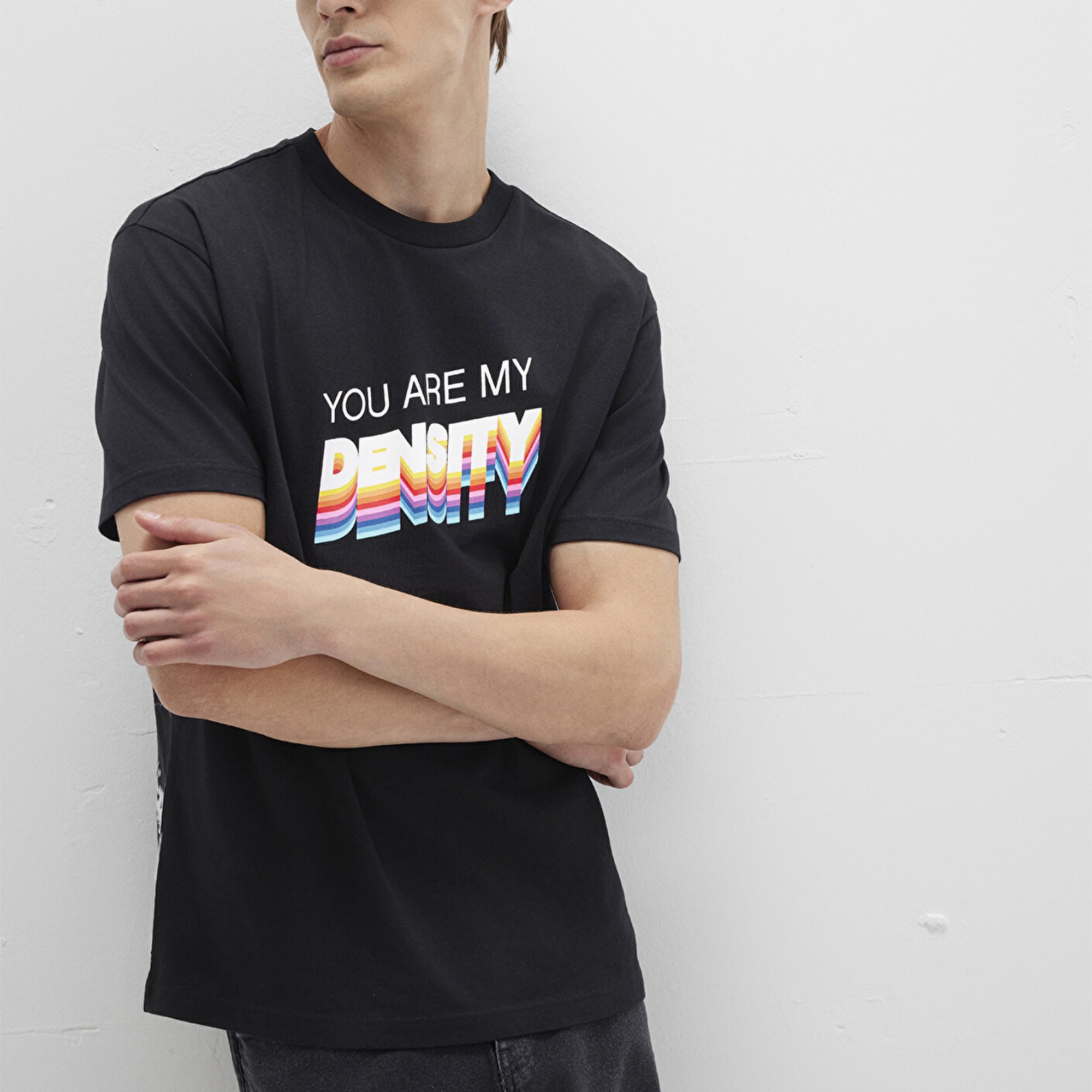 Mavi Rick And Morty Baskılı Siyah Tişört Loose Fit / Bol Rahat Kesim 0612924-900