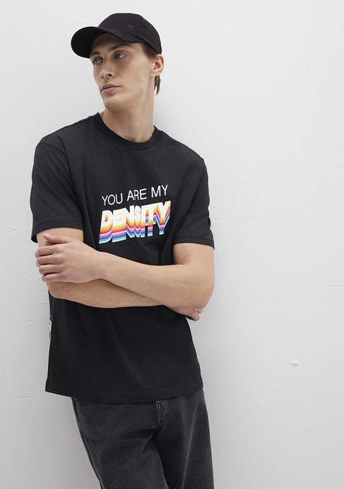  Mavi Rick And Morty Baskılı Siyah Tişört Loose Fit / Bol Rahat Kesim 0612924-900