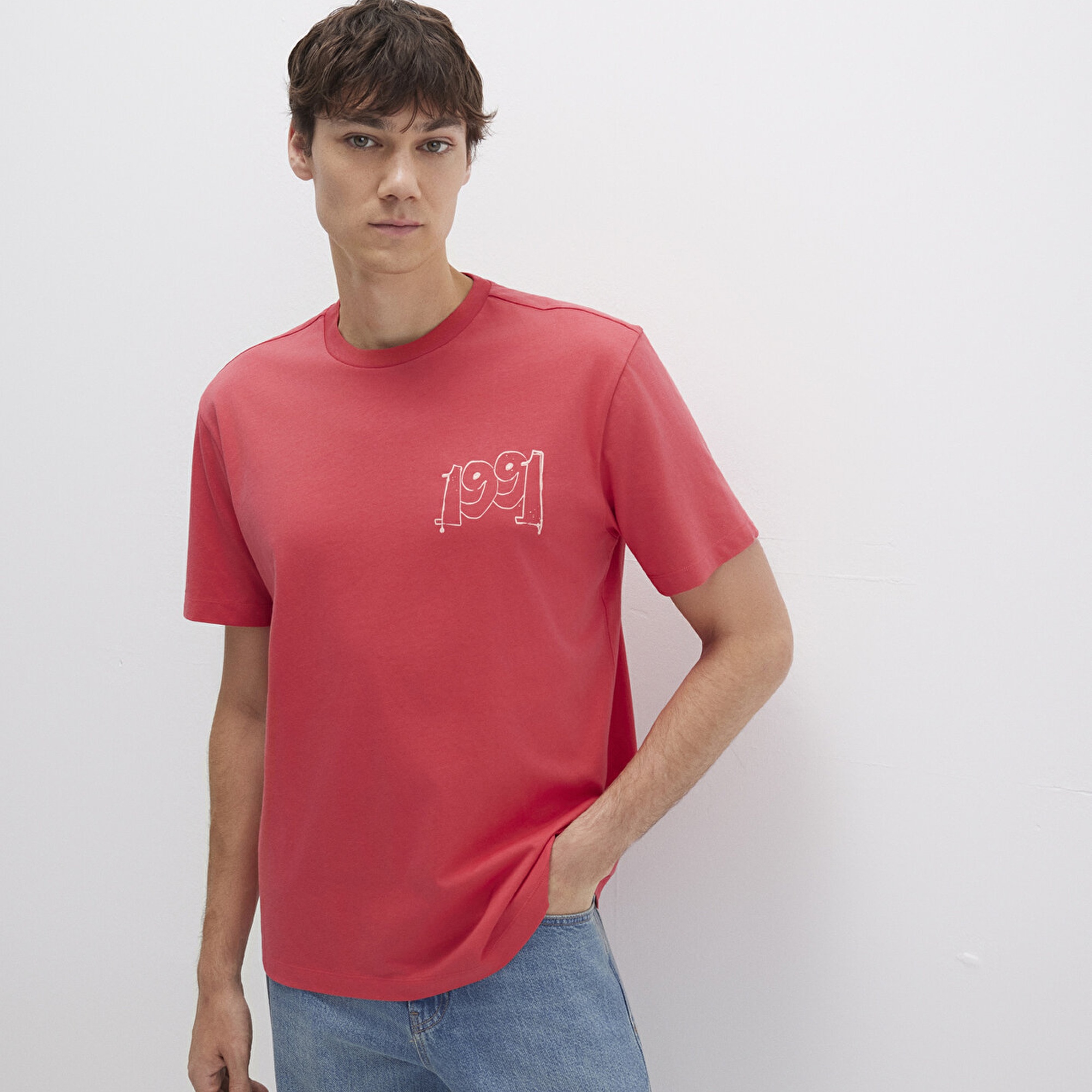 Mavi 1991 Baskılı Pembe Tişört Loose Fit / Bol Rahat Kesim 0612908-71079