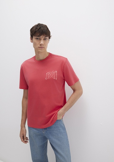  Mavi 1991 Baskılı Pembe Tişört Loose Fit / Bol Rahat Kesim 0612908-71079