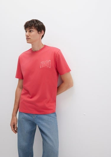  Mavi 1991 Baskılı Pembe Tişört Loose Fit / Bol Rahat Kesim 0612908-71079