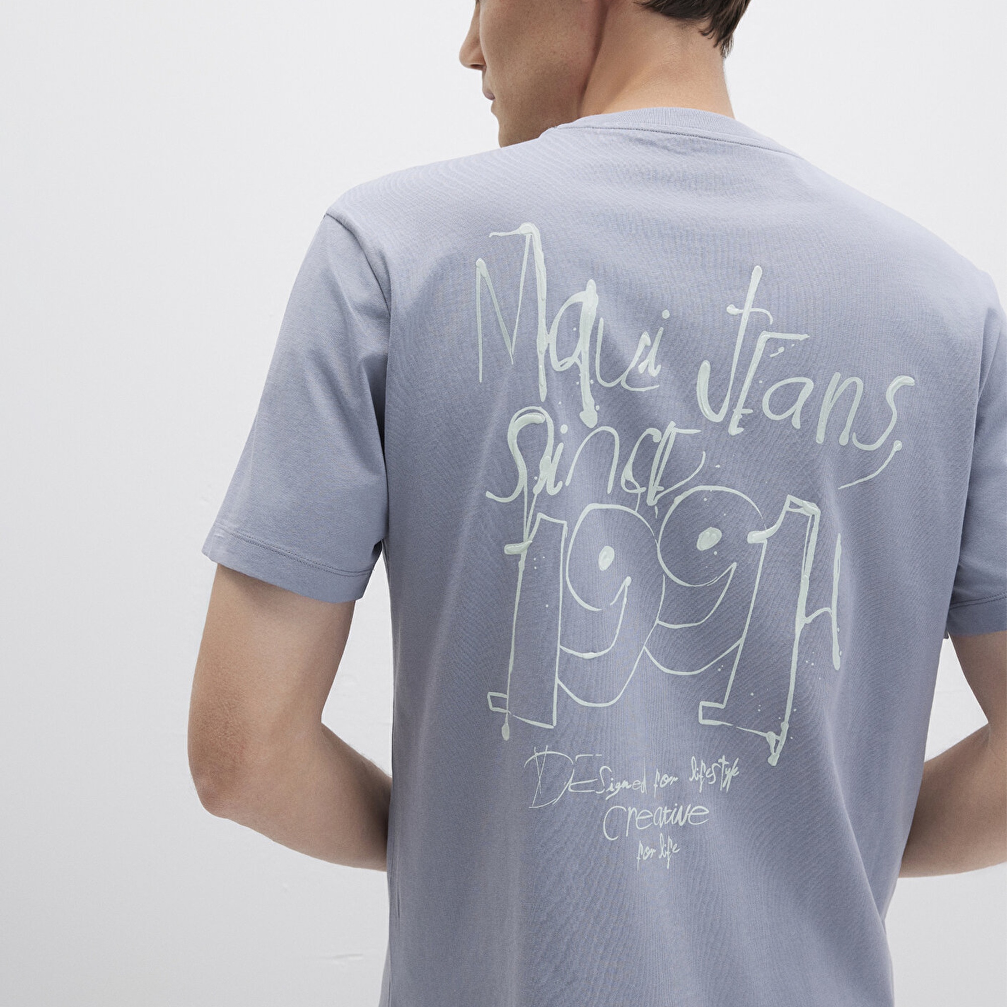 Mavi 1991 Baskılı Mavi Tişört Loose Fit / Bol Rahat Kesim 0612908-86584