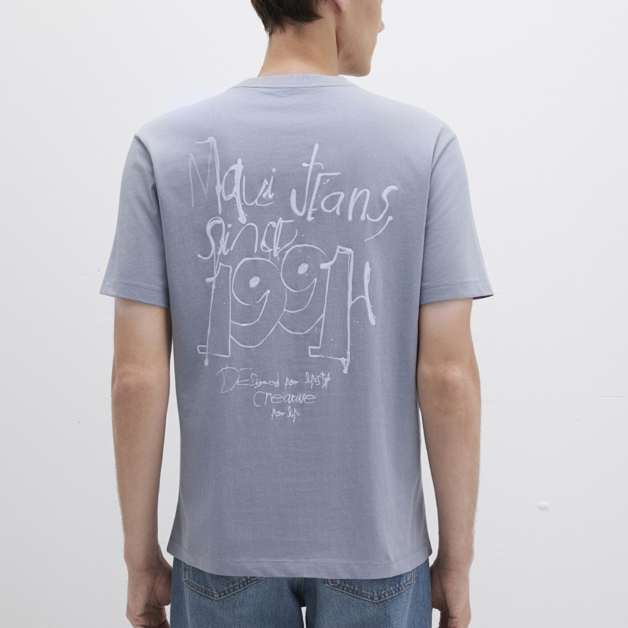 Mavi 1991 Baskılı Mavi Tişört Loose Fit / Bol Rahat Kesim 0612908-86584