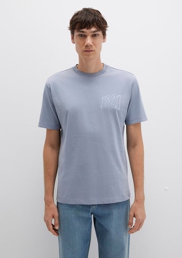  Mavi 1991 Baskılı Mavi Tişört Loose Fit / Bol Rahat Kesim 0612908-86584