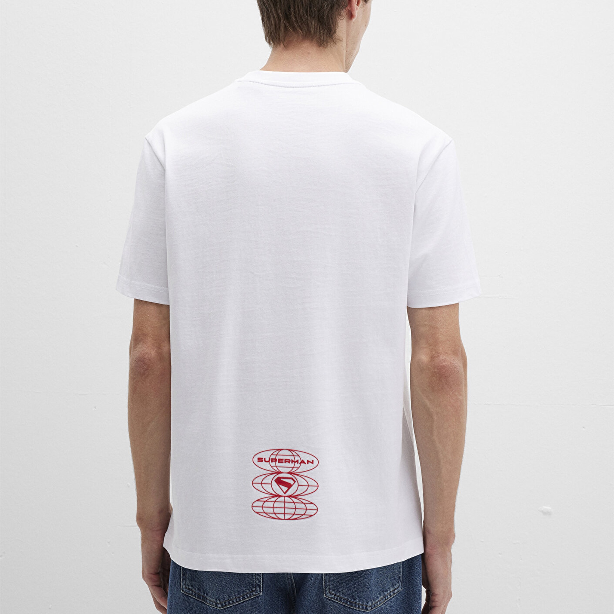 Mavi Superman Baskılı Beyaz Tişört Loose Fit / Bol Rahat Kesim 0612917-620