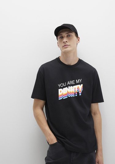  Mavi Rick And Morty Baskılı Siyah Tişört Loose Fit / Bol Rahat Kesim 0612924-900