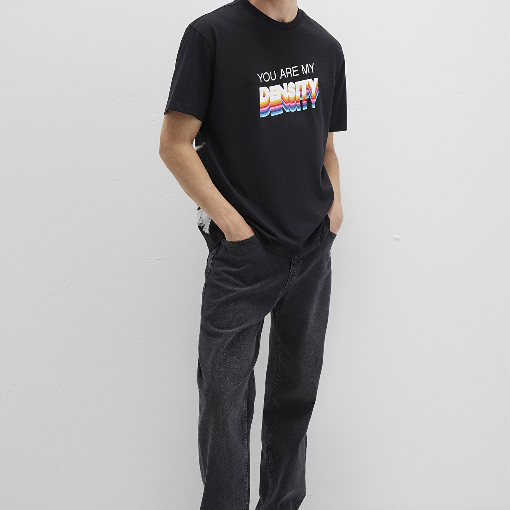 Mavi Rick And Morty Baskılı Siyah Tişört Loose Fit / Bol Rahat Kesim 0612924-900