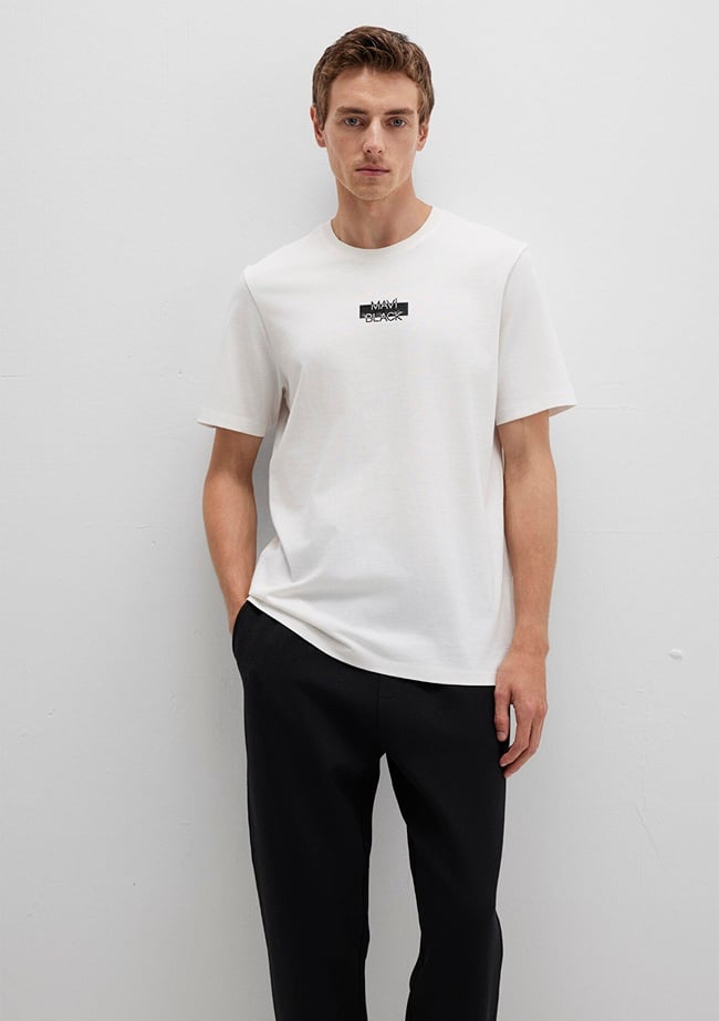  Mavi Mavi Black Baskılı Beyaz Tişört Regular Fit / Normal Kesim 0612873-70057