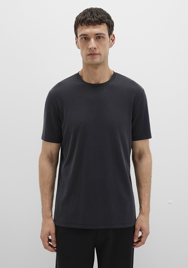  Mavi Bisiklet Yaka Siyah Basic Tişört Regular Fit / Normal Kesim 0612865-900