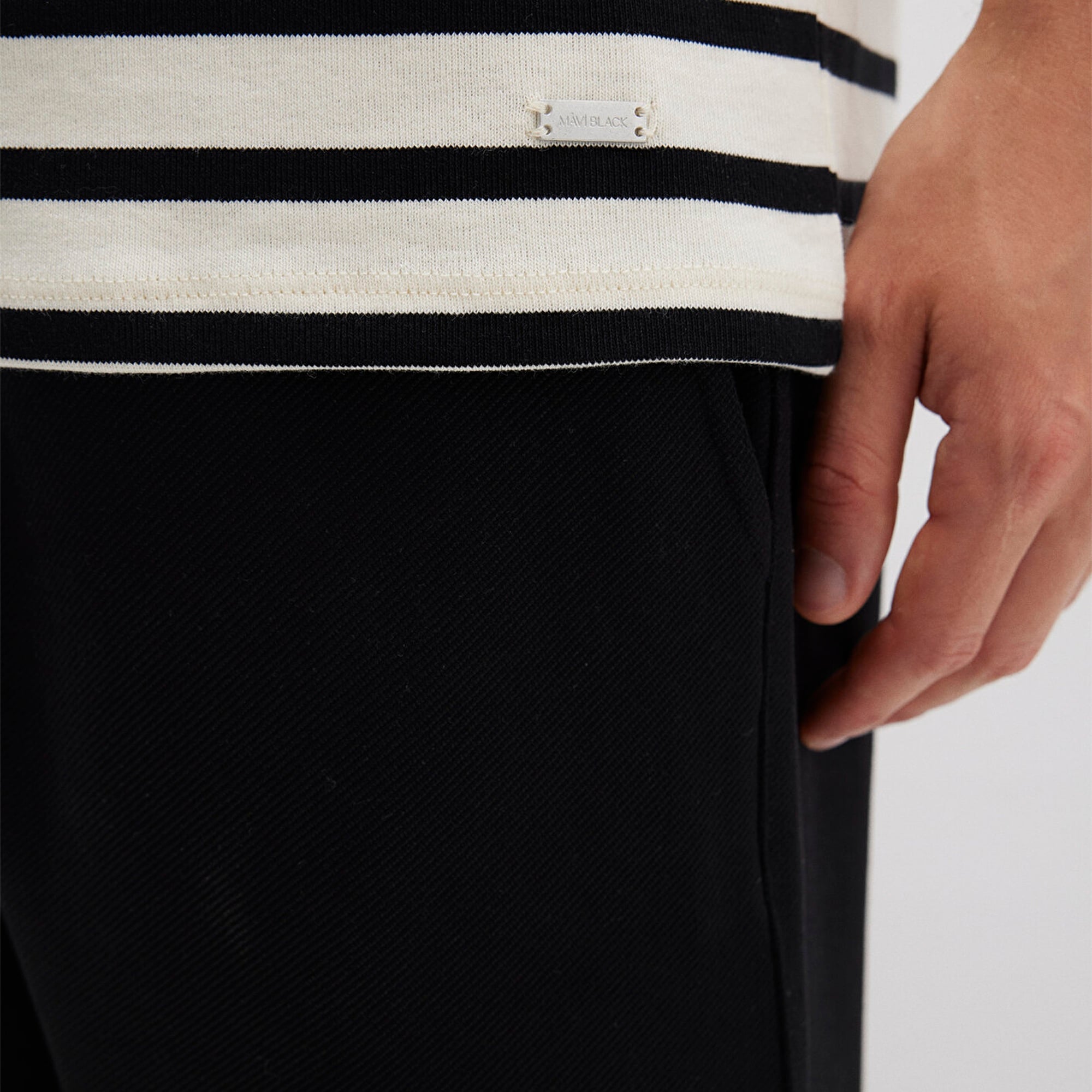 Mavi Siyah Çizgili Tişört Loose Fit / Bol Rahat Kesim 0612860-900