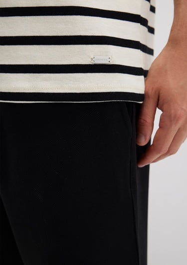  Mavi Siyah Çizgili Tişört Loose Fit / Bol Rahat Kesim 0612860-900