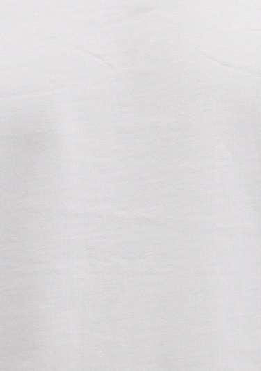  Mavi Bisiklet Yaka Ekru Basic Tişört Loose Fit / Bol Rahat Kesim 0612864-70057