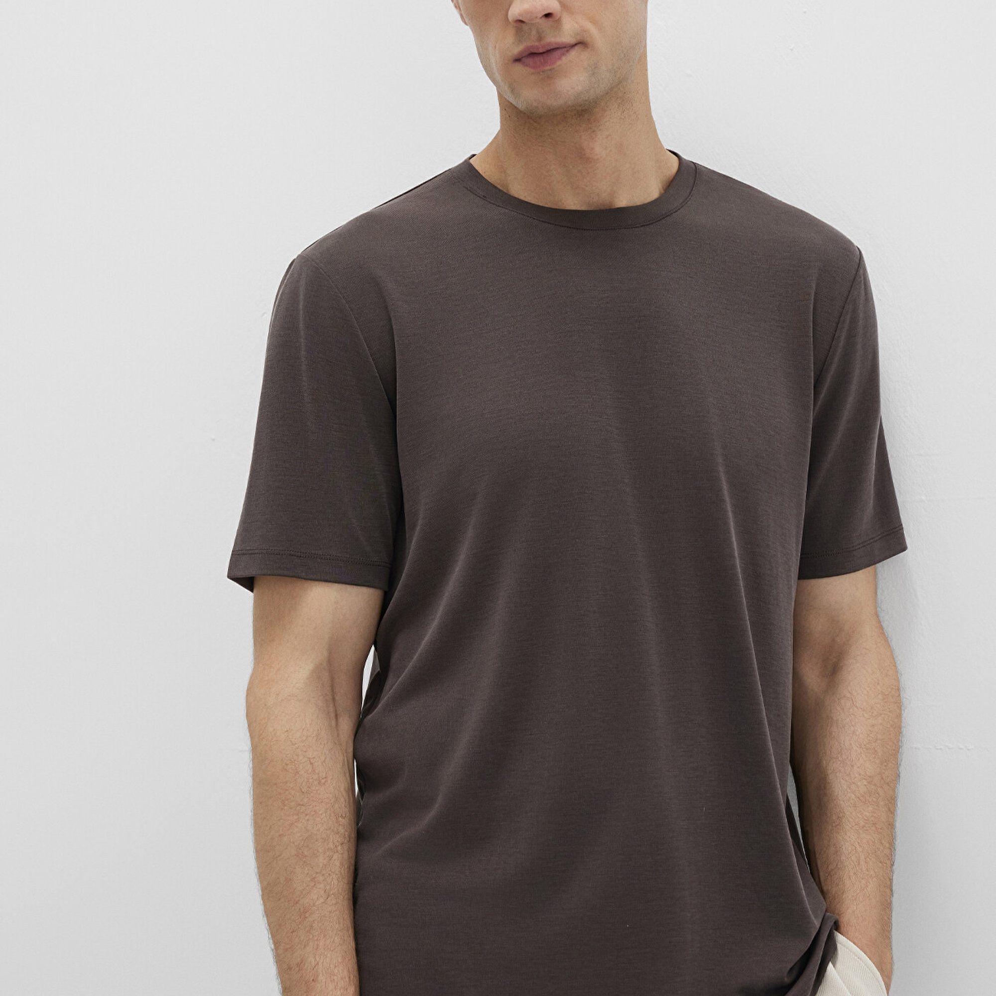 Mavi Bisiklet Yaka Kahverengi Basic Tişört Regular Fit / Normal Kesim 0612865-70219