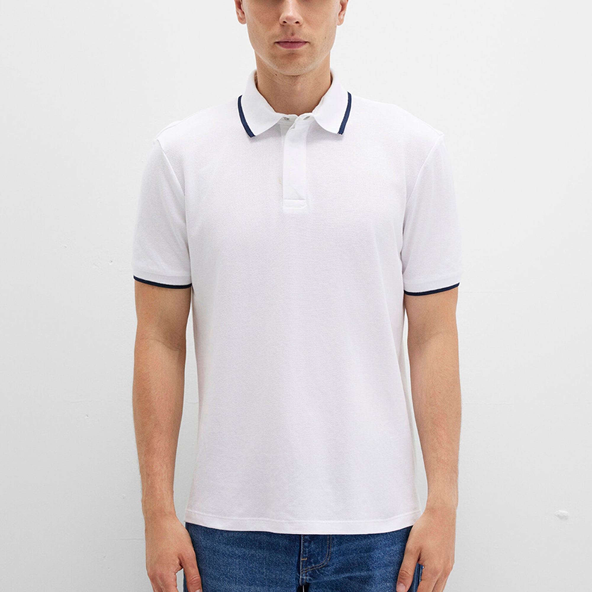 Mavi Beyaz Polo Tişört Regular Fit / Normal Kesim 0612893-620