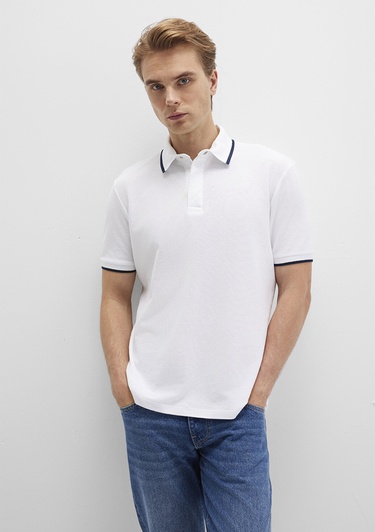  Mavi Beyaz Polo Tişört Regular Fit / Normal Kesim 0612893-620