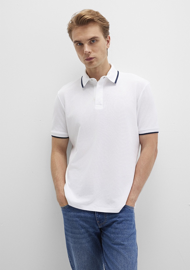  Mavi Beyaz Polo Tişört Regular Fit / Normal Kesim 0612893-620