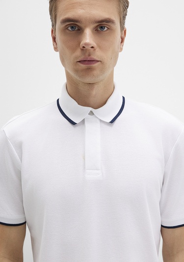  Mavi Beyaz Polo Tişört Regular Fit / Normal Kesim 0612893-620