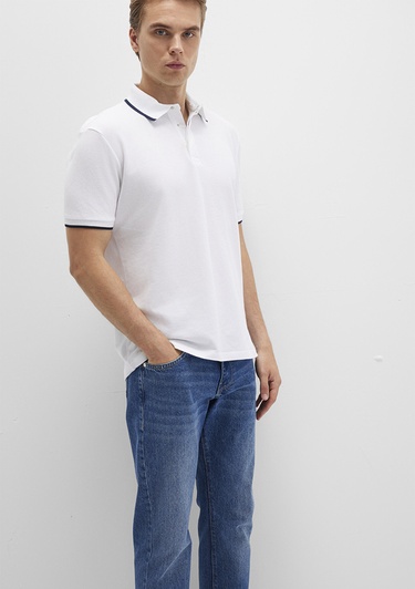  Mavi Beyaz Polo Tişört Regular Fit / Normal Kesim 0612893-620