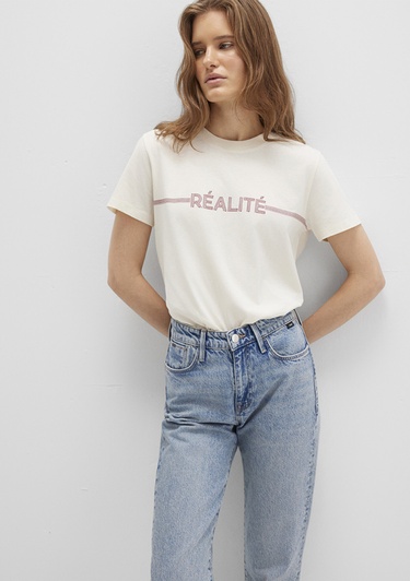  Mavi Realite Baskılı Ekru Tişört Regular Fit / Normal Kesim 1613348-70072
