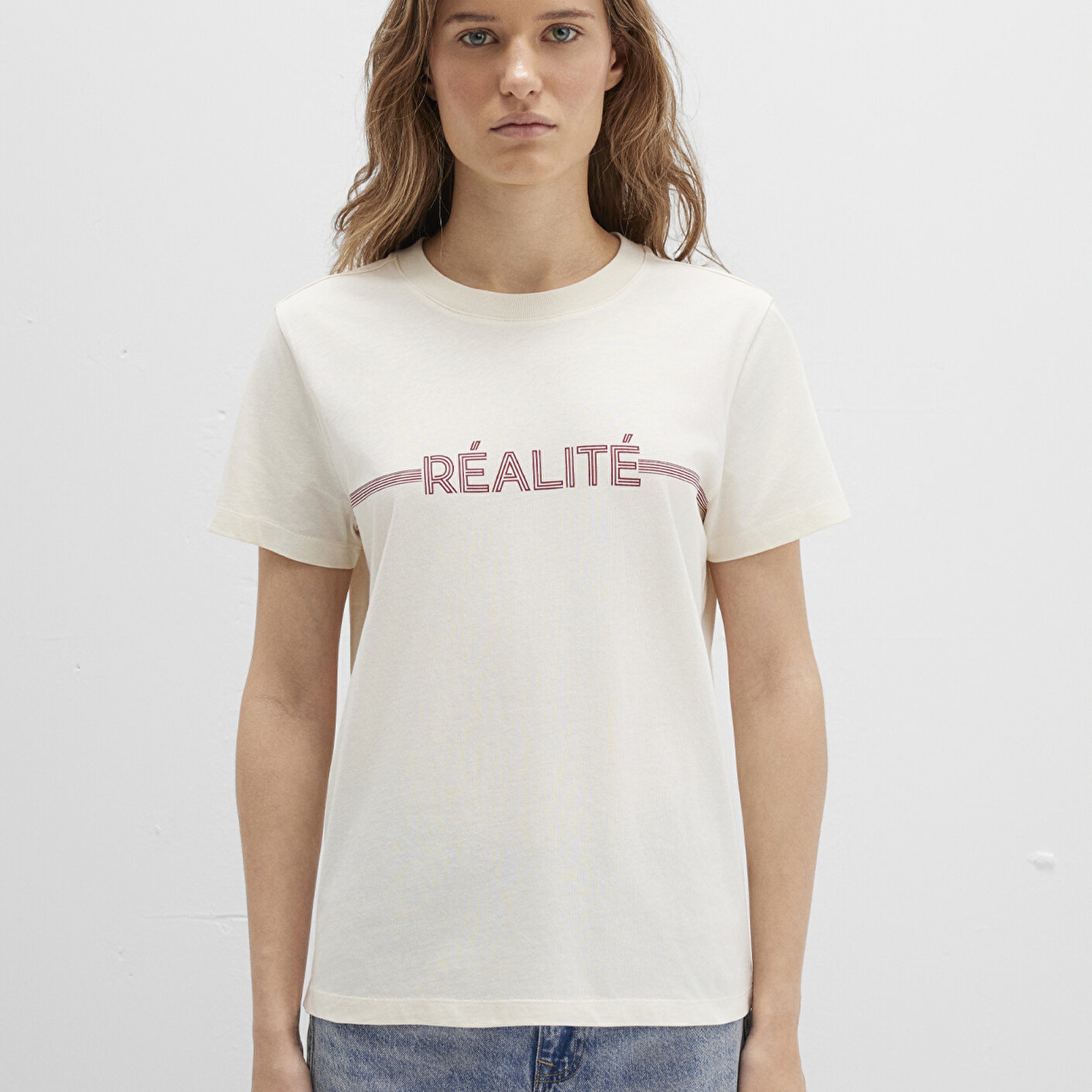 Mavi Realite Baskılı Ekru Tişört Regular Fit / Normal Kesim 1613348-70072