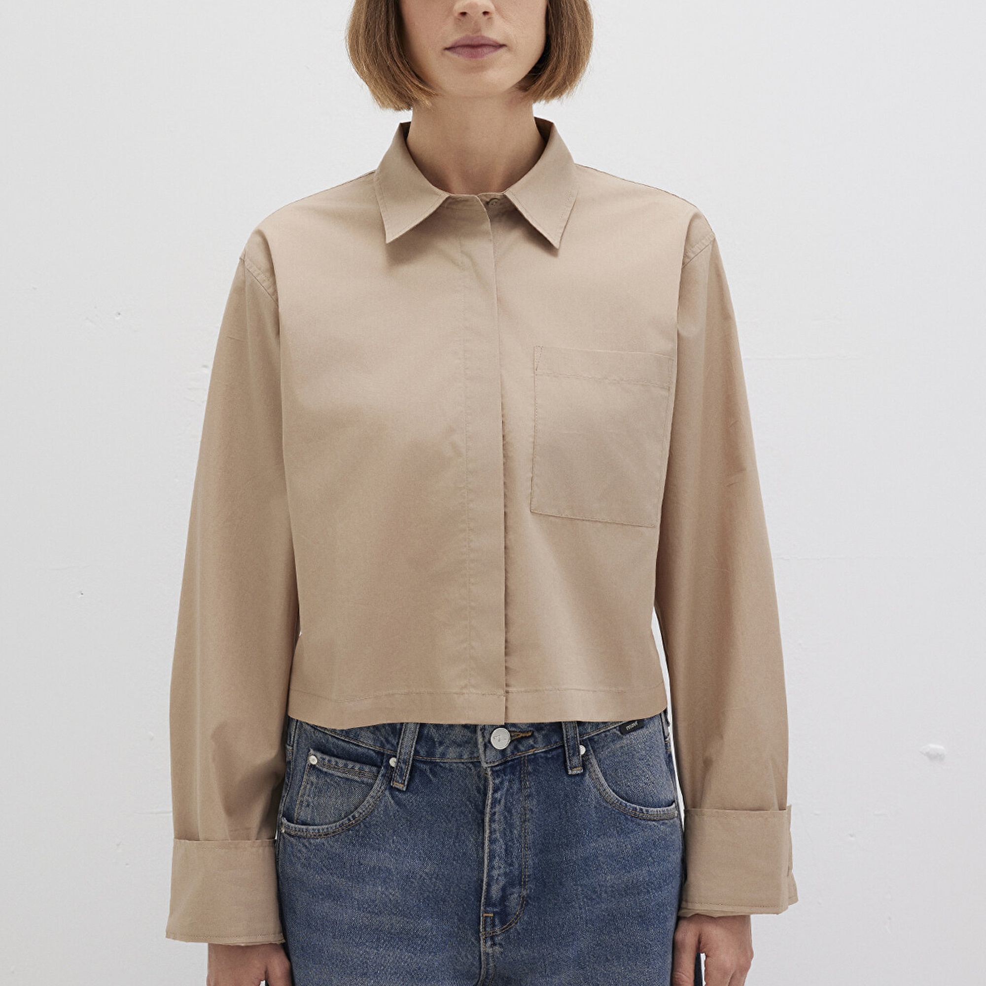 Mavi Kahverengi Gömlek Loose Fit / Bol Rahat Kesim 1211183-70367