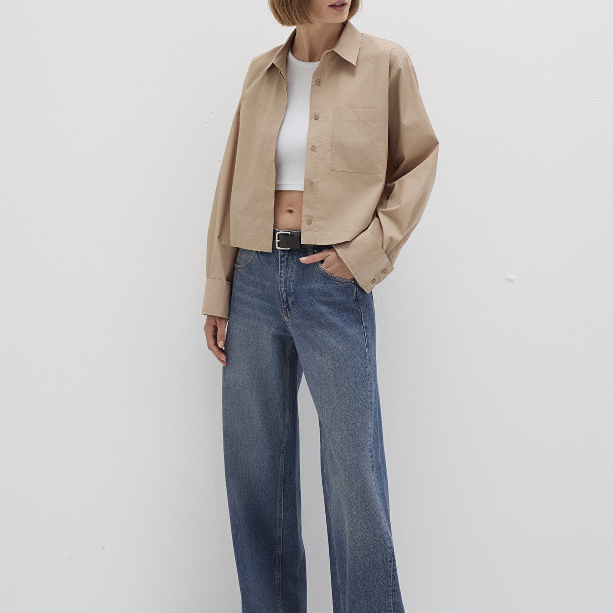 Mavi Kahverengi Gömlek Loose Fit / Bol Rahat Kesim 1211183-70367