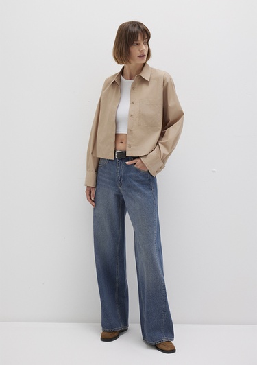  Mavi Kahverengi Gömlek Loose Fit / Bol Rahat Kesim 1211183-70367