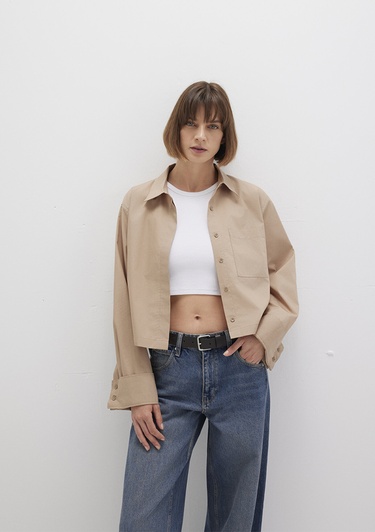  Mavi Kahverengi Gömlek Loose Fit / Bol Rahat Kesim 1211183-70367