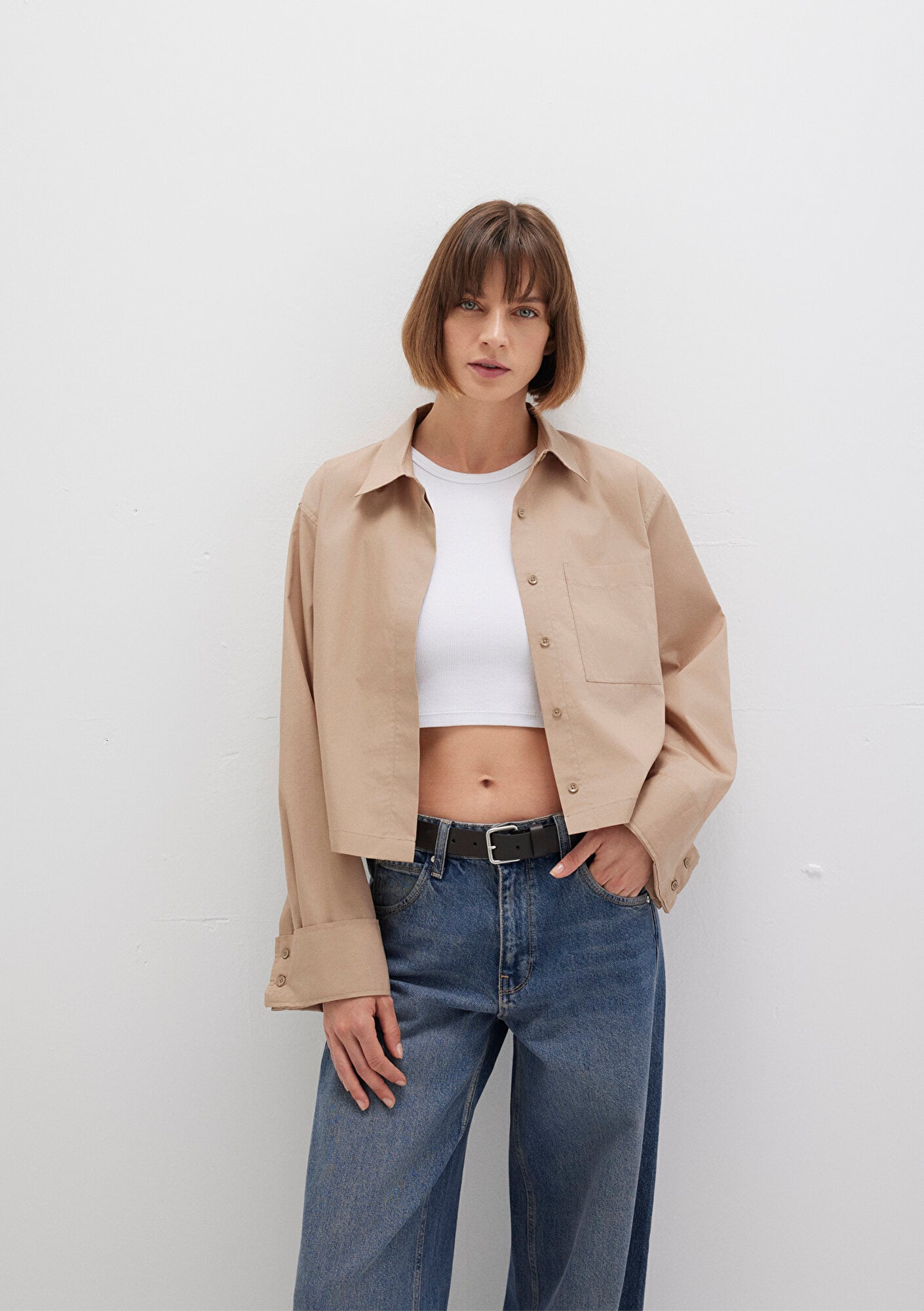  Mavi Kahverengi Gömlek Loose Fit / Bol Rahat Kesim 1211183-70367