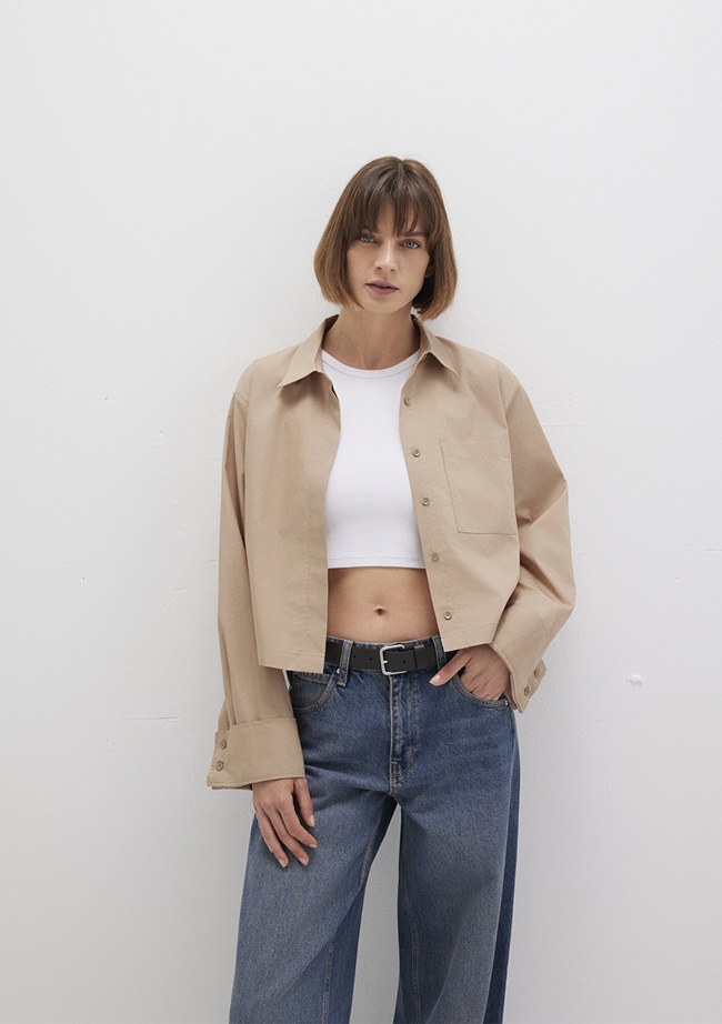  Mavi Kahverengi Gömlek Loose Fit / Bol Rahat Kesim 1211183-70367