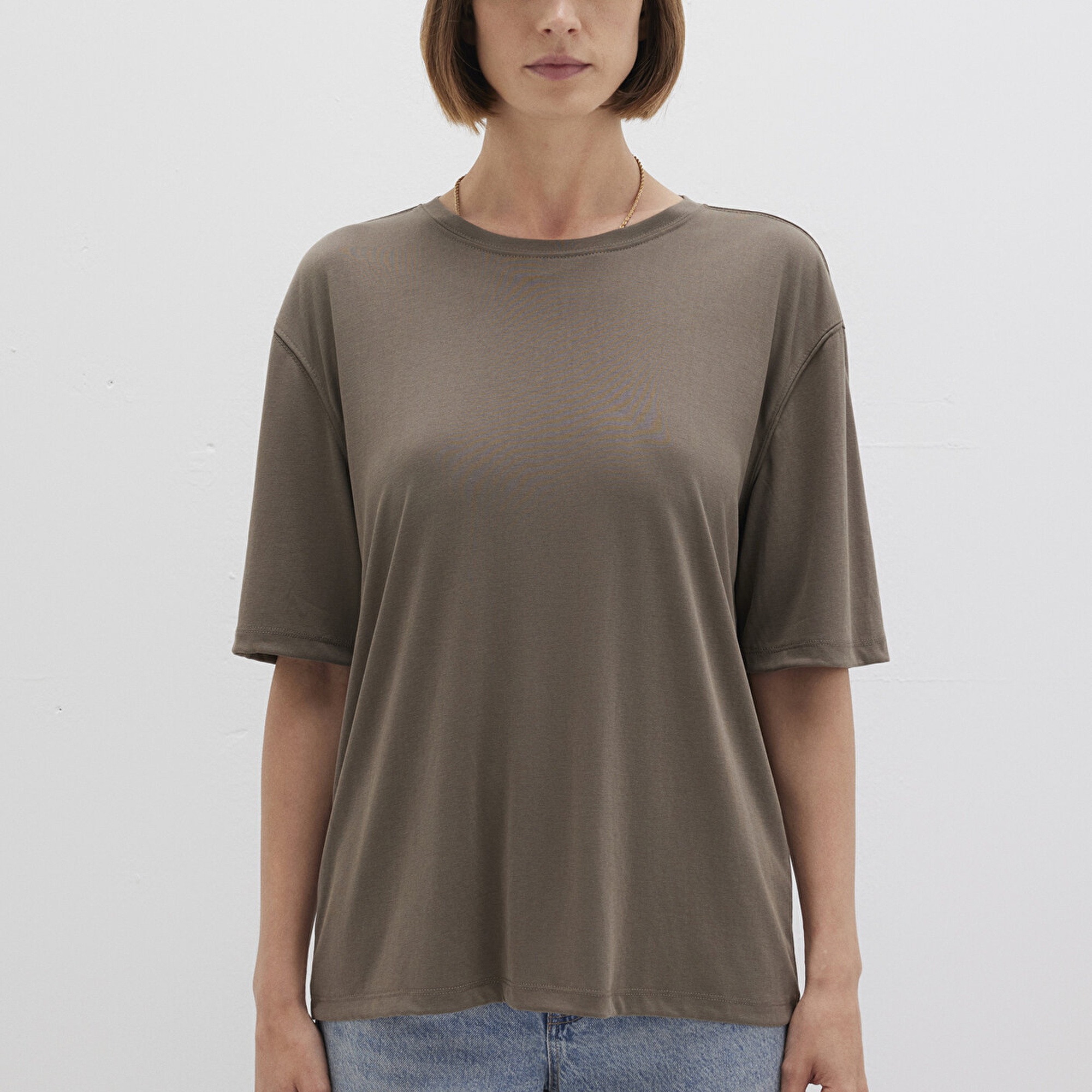 Mavi Kahverengi TENCEL TM Modal Basic Tişört Regular Fit / Normal Kesim 1611897-83866