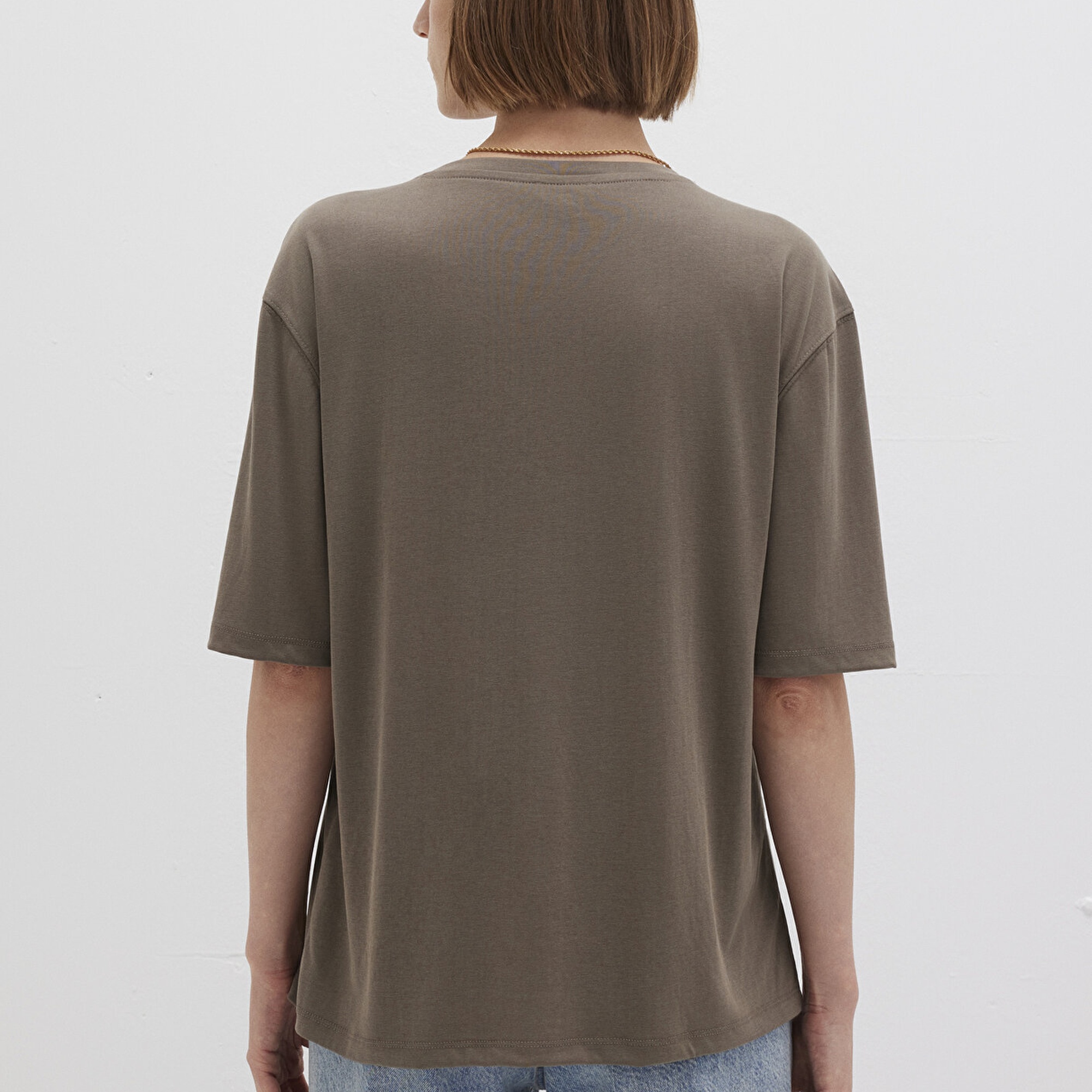 Mavi Kahverengi TENCEL TM Modal Basic Tişört Regular Fit / Normal Kesim 1611897-83866