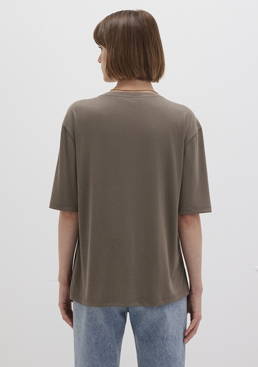  Mavi Kahverengi TENCEL TM Modal Basic Tişört Regular Fit / Normal Kesim 1611897-83866