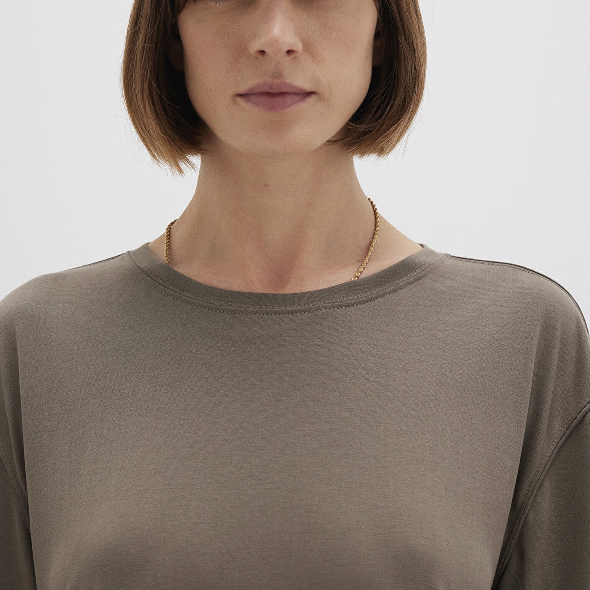 Mavi Kahverengi TENCEL TM Modal Basic Tişört Regular Fit / Normal Kesim 1611897-83866