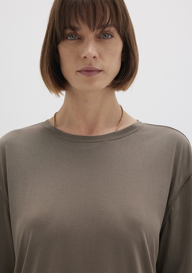  Mavi Kahverengi TENCEL TM Modal Basic Tişört Regular Fit / Normal Kesim 1611897-83866