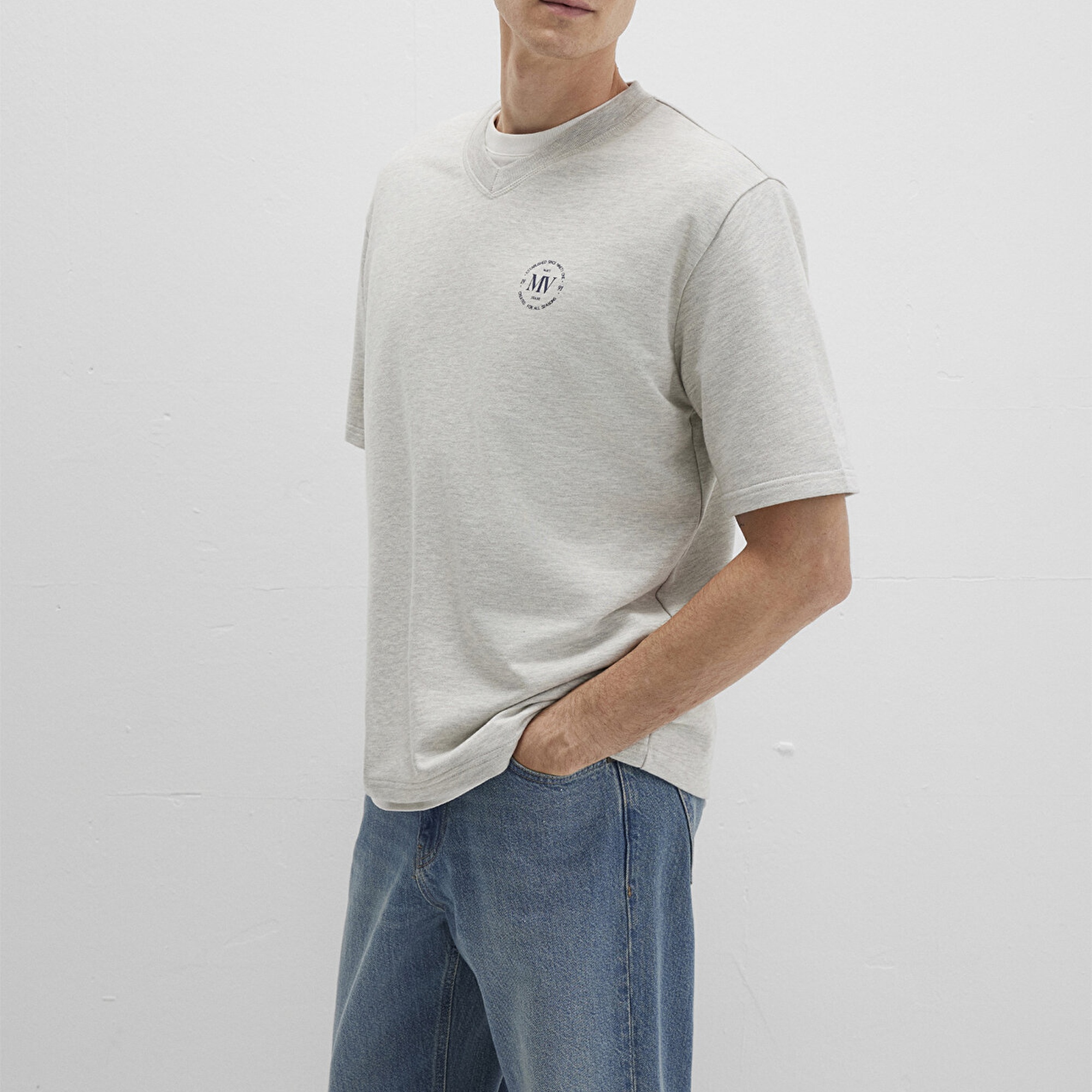 Mavi MV Baskılı Gri Tişört Relaxed Fit / Rahat Kesim 0612846-82498