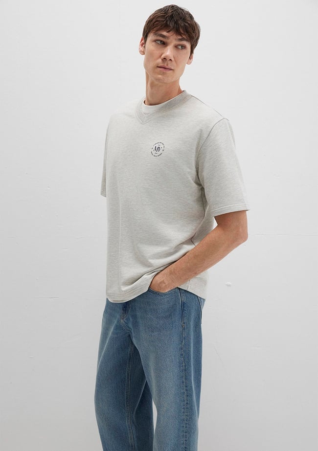  Mavi MV Baskılı Gri Tişört Relaxed Fit / Rahat Kesim 0612846-82498