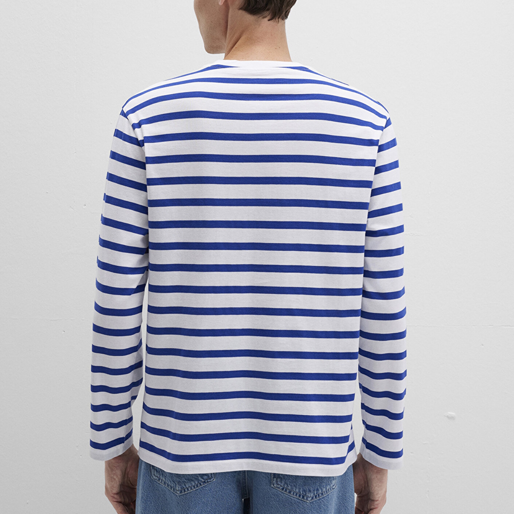 Mavi Çizgili Tişört Loose Fit / Bol Rahat Kesim 0612857-70907