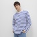 Mavi Çizgili Tişört Loose Fit / Bol Rahat Kesim 0612857-70907