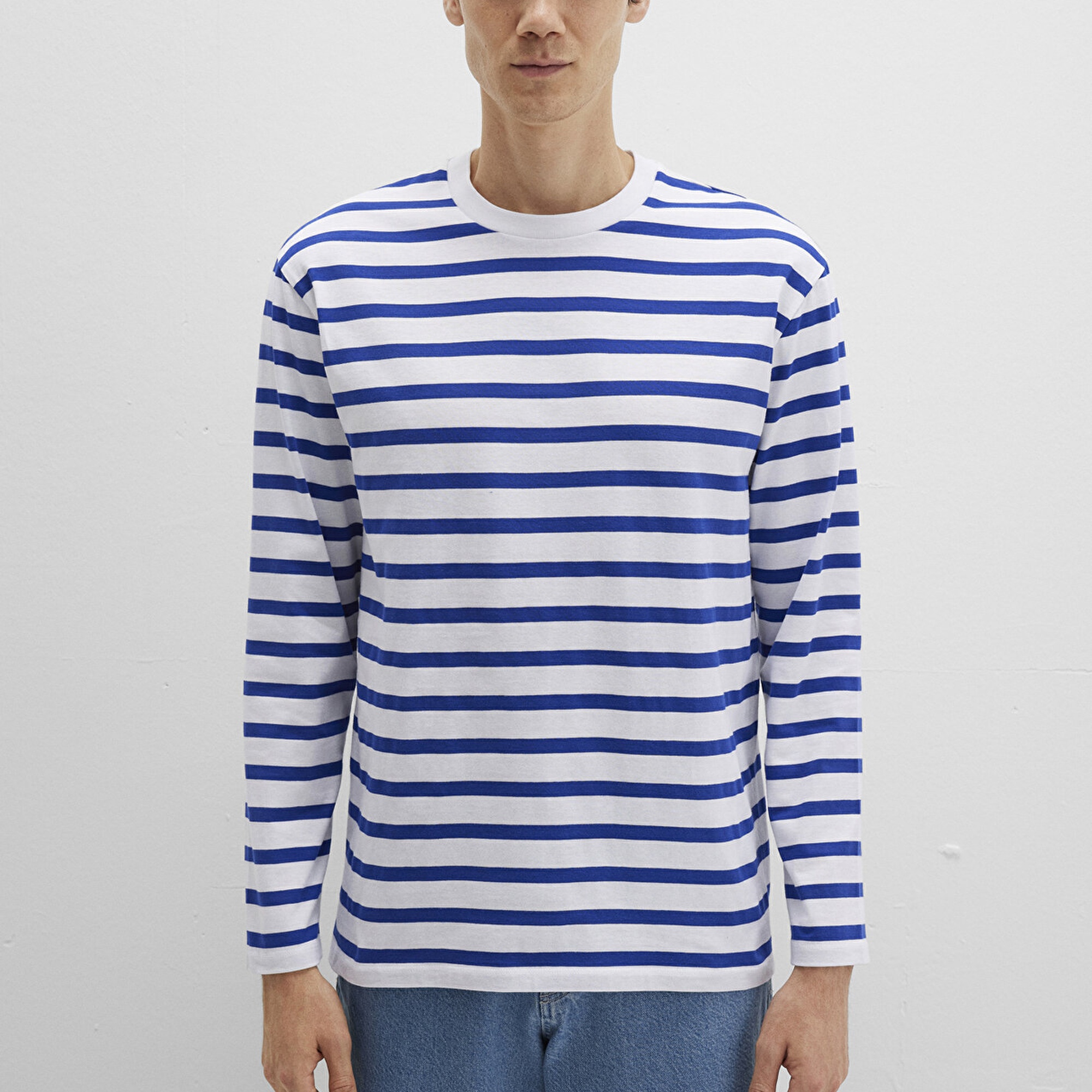 Mavi Çizgili Tişört Loose Fit / Bol Rahat Kesim 0612857-70907