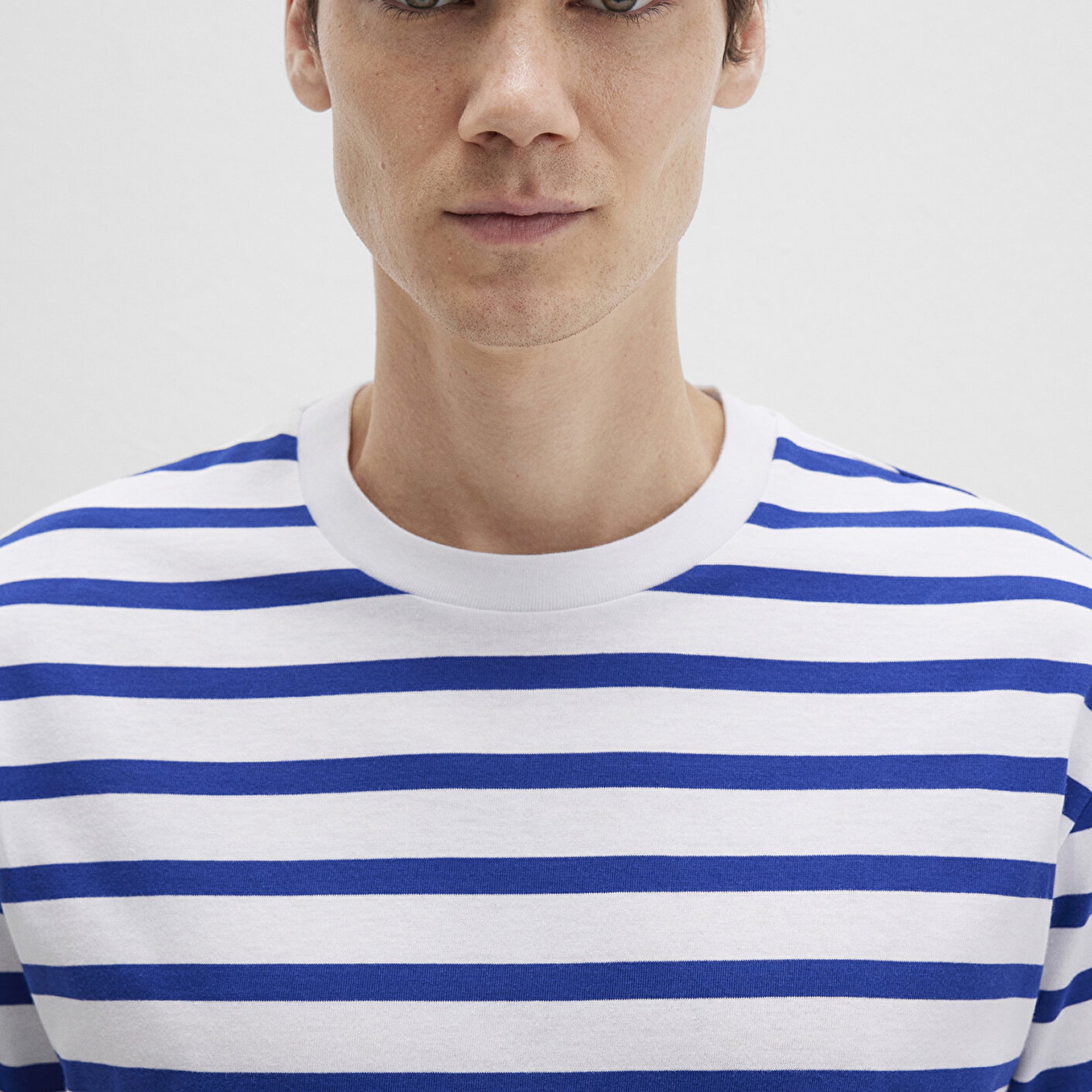 Mavi Çizgili Tişört Loose Fit / Bol Rahat Kesim 0612857-70907