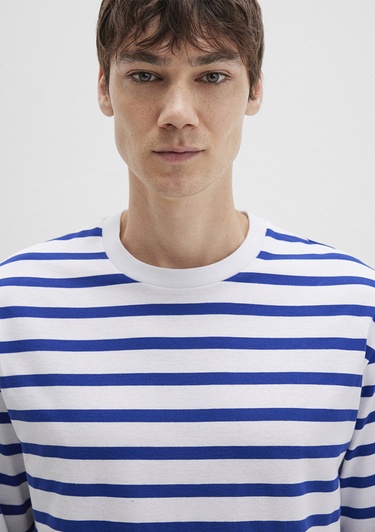  Mavi Çizgili Tişört Loose Fit / Bol Rahat Kesim 0612857-70907
