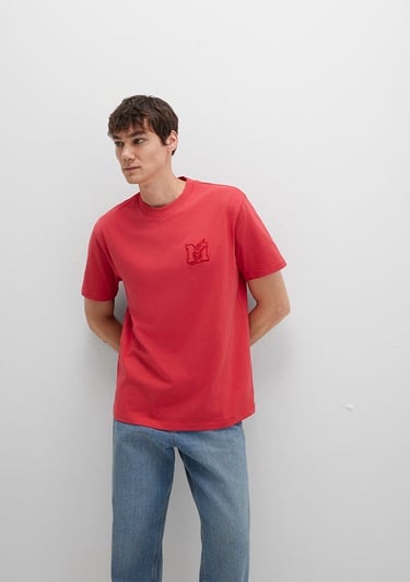  Mavi MJ Baskılı Pembe Tişört Loose Fit / Bol Rahat Kesim 0612885-71079