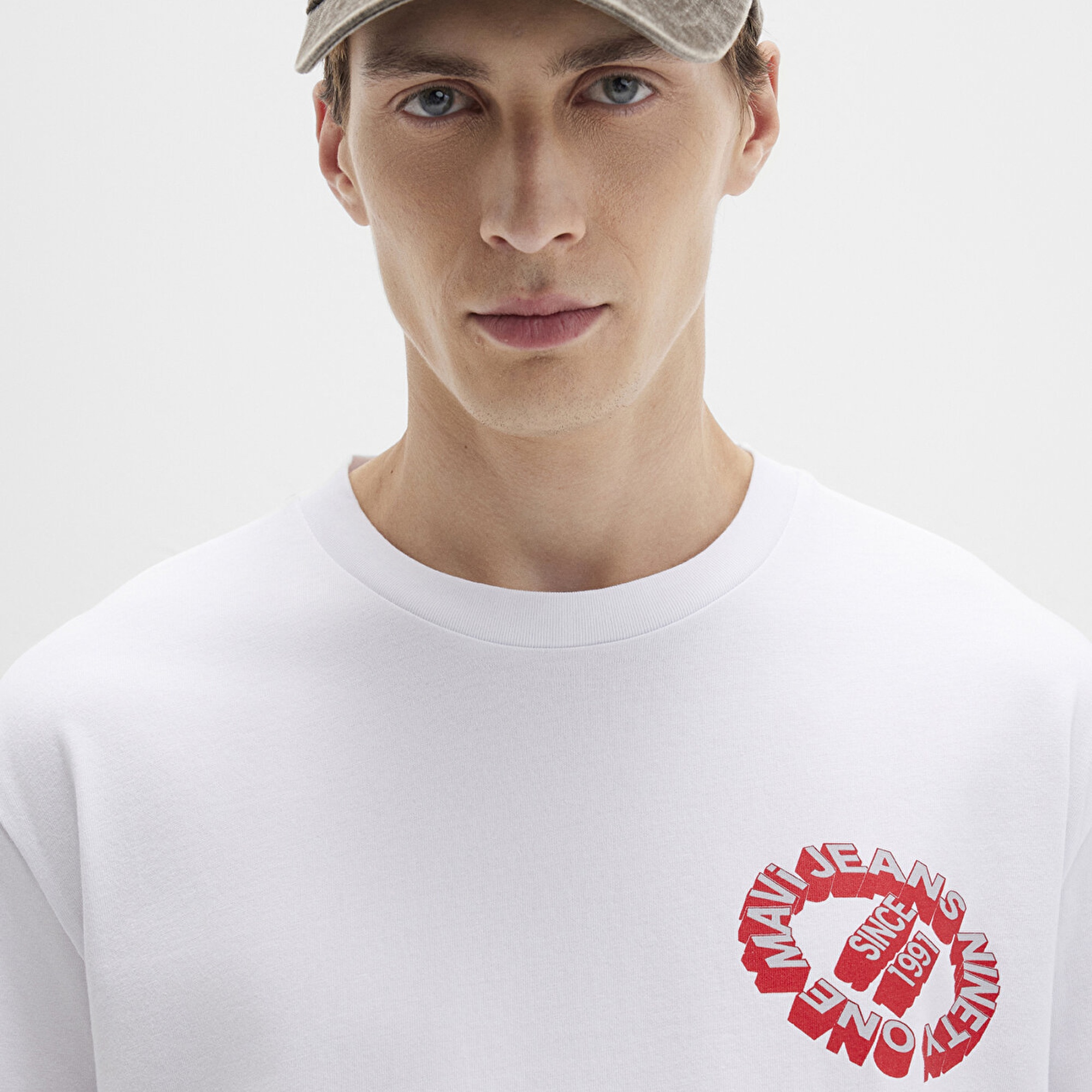 Mavi Mavi Jeans Baskılı Beyaz Tişört Loose Fit / Bol Rahat Kesim 0612898-620