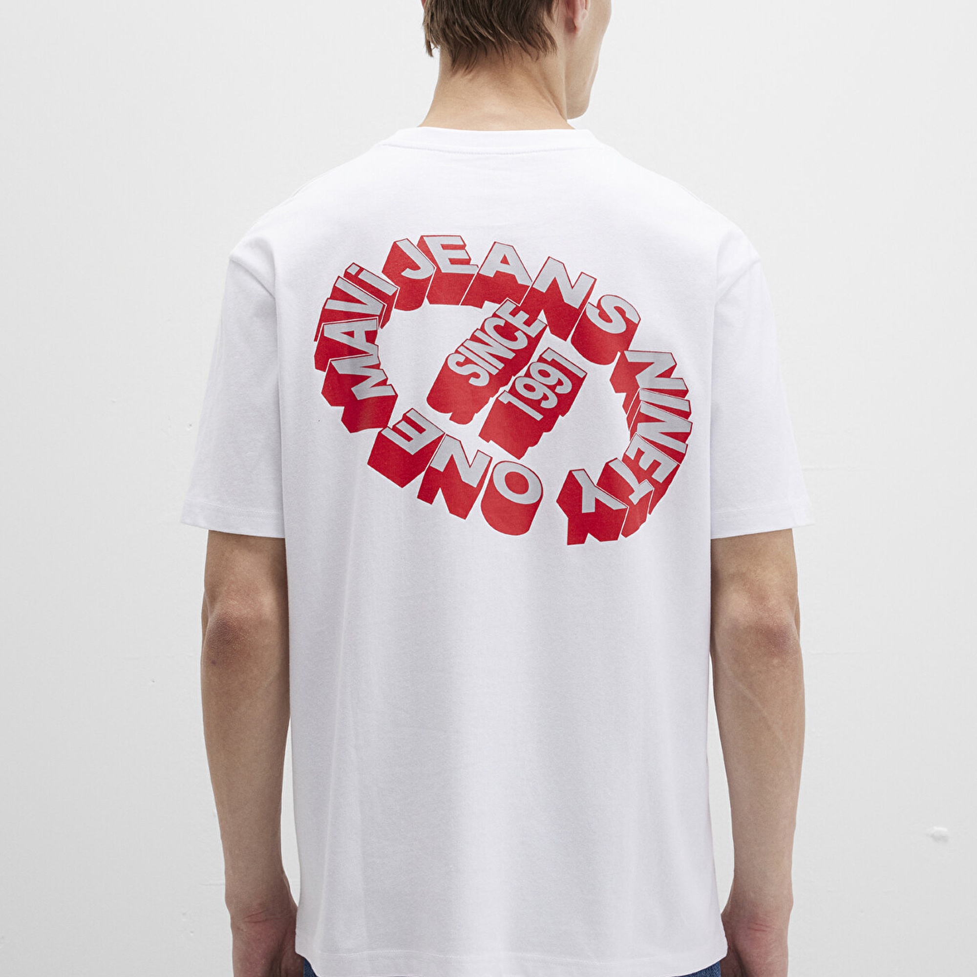 Mavi Mavi Jeans Baskılı Beyaz Tişört Loose Fit / Bol Rahat Kesim 0612898-620