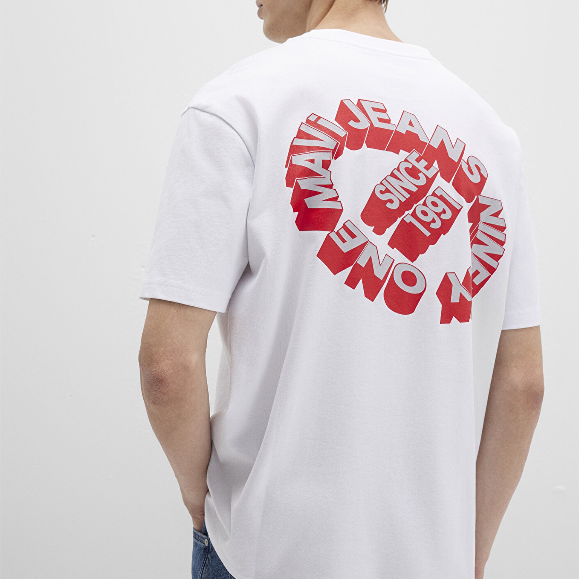 Mavi Mavi Jeans Baskılı Beyaz Tişört Loose Fit / Bol Rahat Kesim 0612898-620