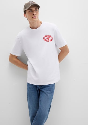  Mavi Mavi Jeans Baskılı Beyaz Tişört Loose Fit / Bol Rahat Kesim 0612898-620