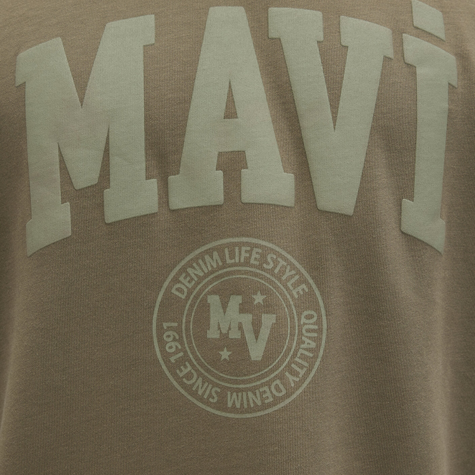 Mavi Mavi Baskılı Haki Tişört Loose Fit / Bol Rahat Kesim 0612897-71816