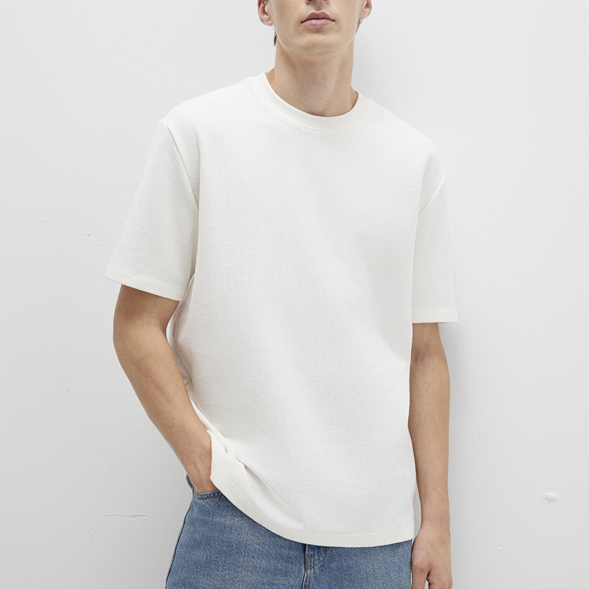 Mavi Ekru Tişört Loose Fit / Bol Rahat Kesim 0612910-70057