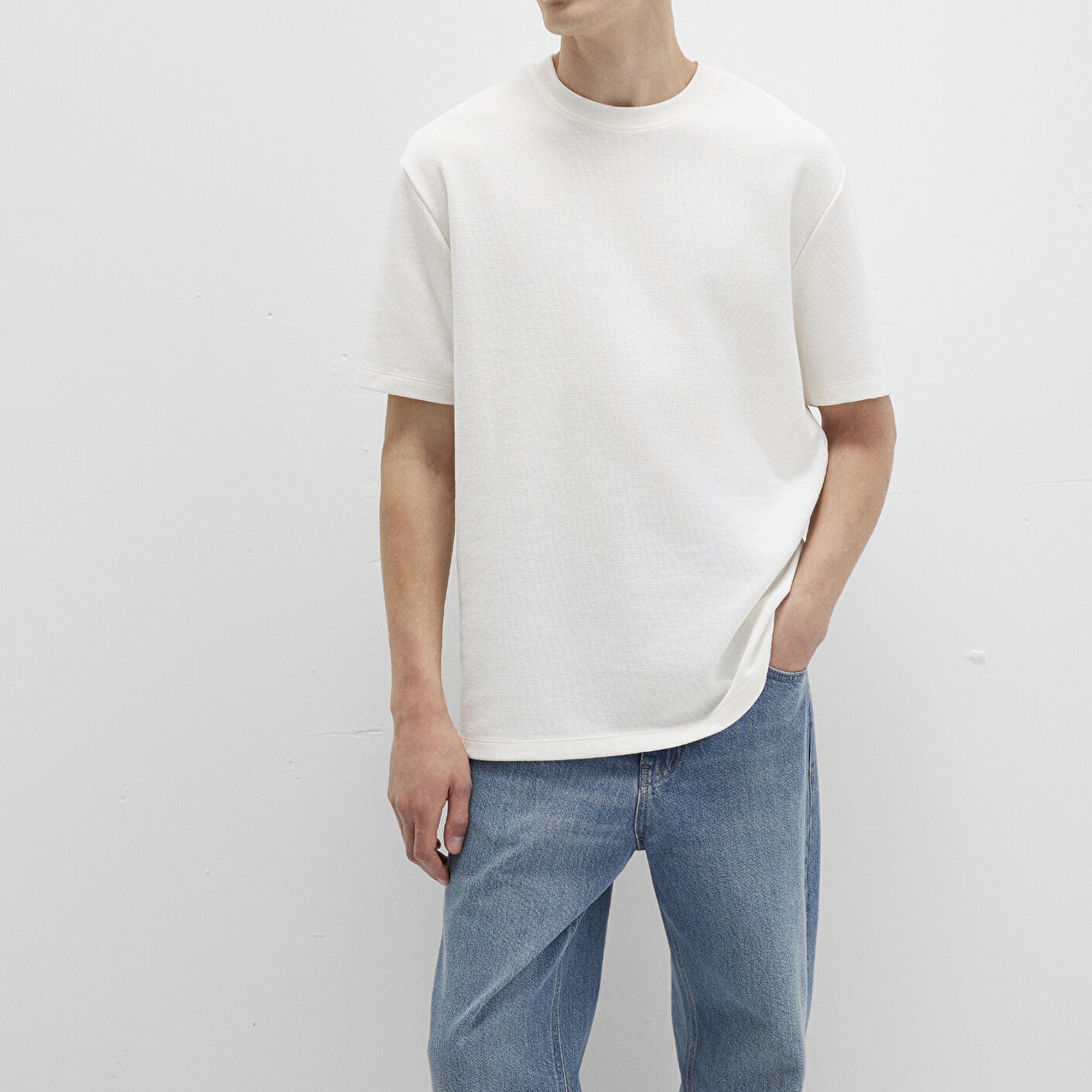 Mavi Ekru Tişört Loose Fit / Bol Rahat Kesim 0612910-70057